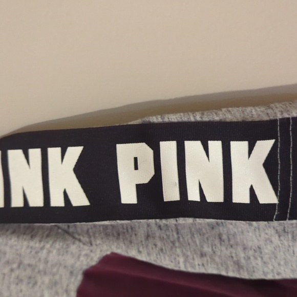 XL burgundy and Heather grey varsity lace up PINK T shirt. - Picture 2 of 3